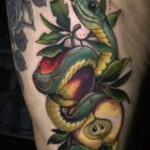 Пример тату с яблоком и змеей 03.03.2021 №019 - snake with apple tattoo - tatufoto.com