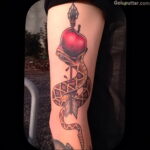 Пример тату с яблоком и змеей 03.03.2021 №025 - snake with apple tattoo - tatufoto.com