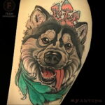 Тату с собакой породы Хаски 08.03.2021 №019 - husky tattoo - tatufoto.com