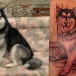 Тату с собакой породы Хаски 08.03.2021 №037 - husky tattoo - tatufoto.com