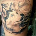 Тату с собакой породы Хаски 08.03.2021 №058 - husky tattoo - tatufoto.com