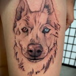 Фото Рисунка тату с собакой породы Хаски 08.03.2021 №004 - husky tattoo - tatufoto.com