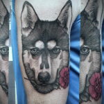 Фото Рисунка тату с собакой породы Хаски 08.03.2021 №005 - husky tattoo - tatufoto.com