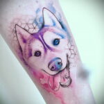 Фото Рисунка тату с собакой породы Хаски 08.03.2021 №045 - husky tattoo - tatufoto.com