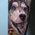 Фото Рисунка тату с собакой породы Хаски 08.03.2021 №053 - husky tattoo - tatufoto.com