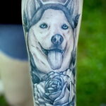 Фото Рисунка тату с собакой породы Хаски 08.03.2021 №056 - husky tattoo - tatufoto.com