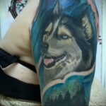 Фото Рисунка тату с собакой породы Хаски 08.03.2021 №063 - husky tattoo - tatufoto.com
