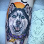 Фото Рисунка тату с собакой породы Хаски 08.03.2021 №079 - husky tattoo - tatufoto.com
