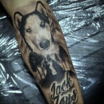 Фото Рисунка тату с собакой породы Хаски 08.03.2021 №102 - husky tattoo - tatufoto.com