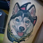 Фото Рисунка тату с собакой породы Хаски 08.03.2021 №132 - husky tattoo - tatufoto.com