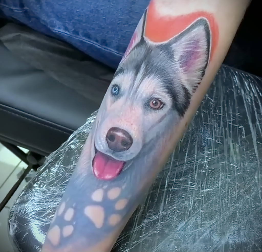 Фото Рисунка тату с собакой породы Хаски 08.03.2021 №283 - husky tattoo - tatufoto.com