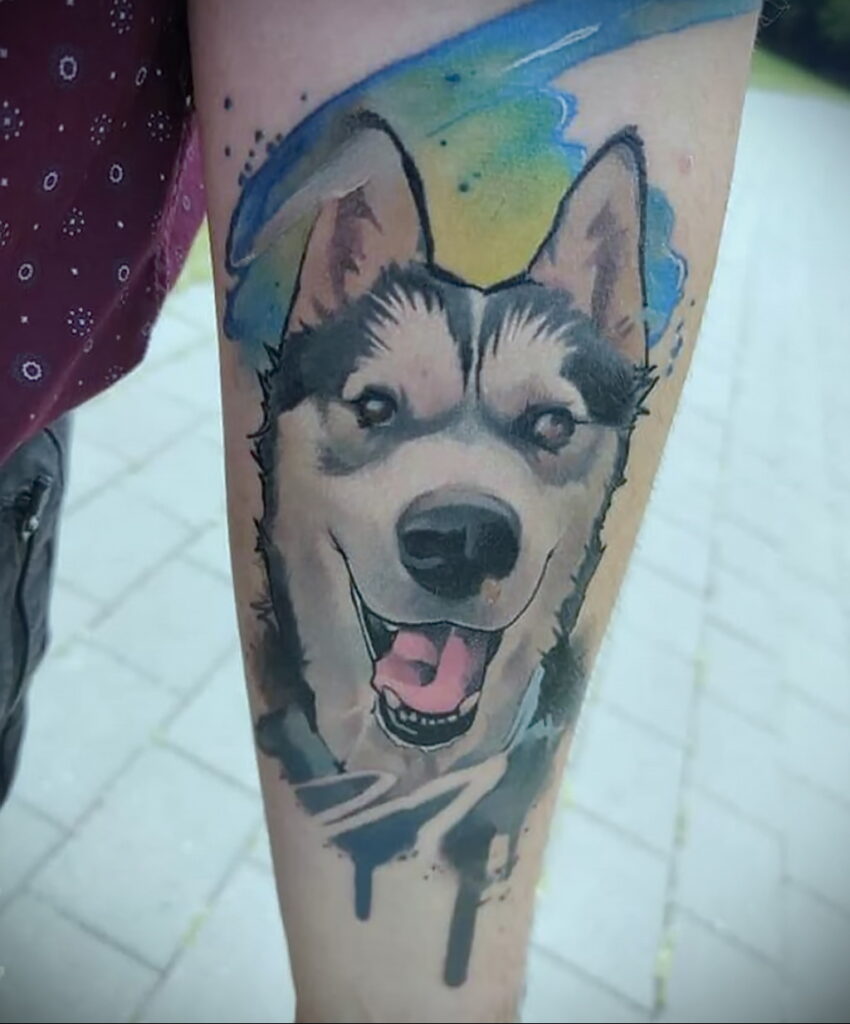 Фото Рисунка тату с собакой породы Хаски 08.03.2021 №290 - husky tattoo - tatufoto.com