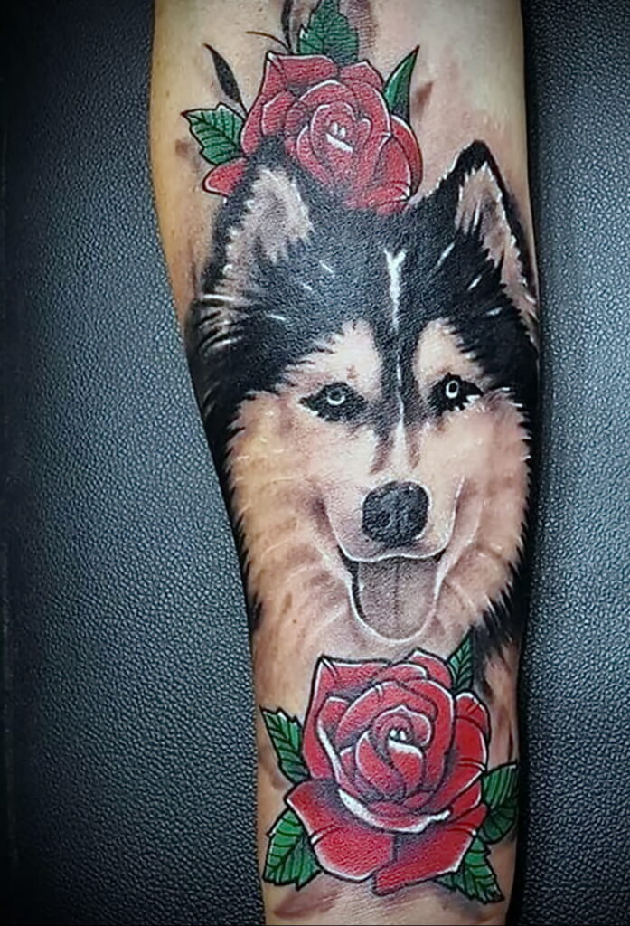 Фото Рисунка тату с собакой породы Хаски 08.03.2021 №299 - husky tattoo - tatufoto.com