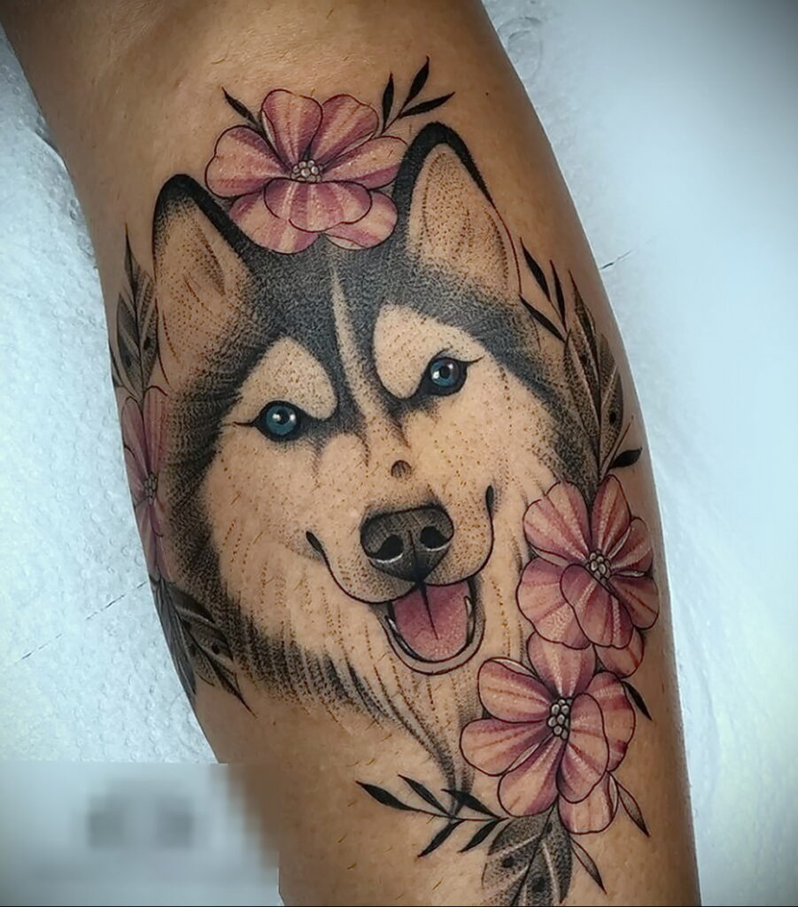 Фото Рисунка тату с собакой породы Хаски 08.03.2021 №316 - husky tattoo - tatufoto.com