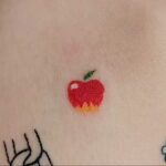 Фото пример рисунка татуировки с яблоком 03.03.2021 №026 - apple tattoo - tatufoto.com