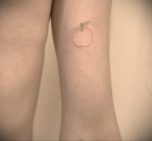 Фото пример рисунка татуировки с яблоком 03.03.2021 №033 - apple tattoo - tatufoto.com