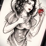 Фото пример рисунка татуировки с яблоком 03.03.2021 №051 - apple tattoo - tatufoto.com