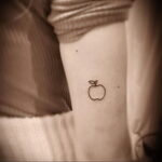 Фото пример рисунка татуировки с яблоком 03.03.2021 №052 - apple tattoo - tatufoto.com