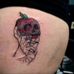 Фото пример рисунка татуировки с яблоком 03.03.2021 №054 - apple tattoo - tatufoto.com