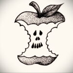 Фото пример рисунка татуировки с яблоком 03.03.2021 №060 - apple tattoo - tatufoto.com
