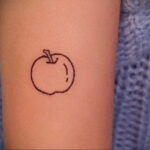 Фото пример рисунка татуировки с яблоком 03.03.2021 №064 - apple tattoo - tatufoto.com