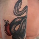 Фото пример рисунка татуировки с яблоком 03.03.2021 №084 - apple tattoo - tatufoto.com
