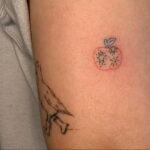 Фото пример рисунка татуировки с яблоком 03.03.2021 №100 - apple tattoo - tatufoto.com