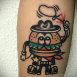 Фото рисунка татуировки с гамбургером 26.03.2021 №008 - burger tattoo - tatufoto.com