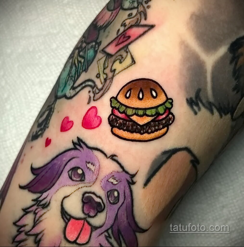 Фото рисунка татуировки с гамбургером 26.03.2021 №041 - burger tattoo - tatufoto.com