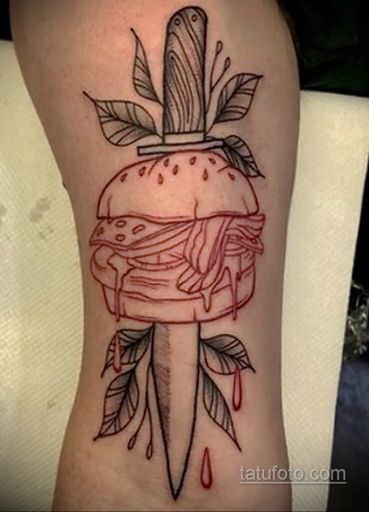 Фото рисунка татуировки с гамбургером 26.03.2021 №058 - burger tattoo - tatufoto.com