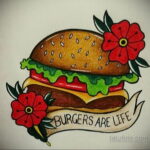 Фото рисунка татуировки с гамбургером 26.03.2021 №215 - burger tattoo - tatufoto.com