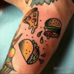 Фото рисунка татуировки с гамбургером 26.03.2021 №247 - burger tattoo - tatufoto.com