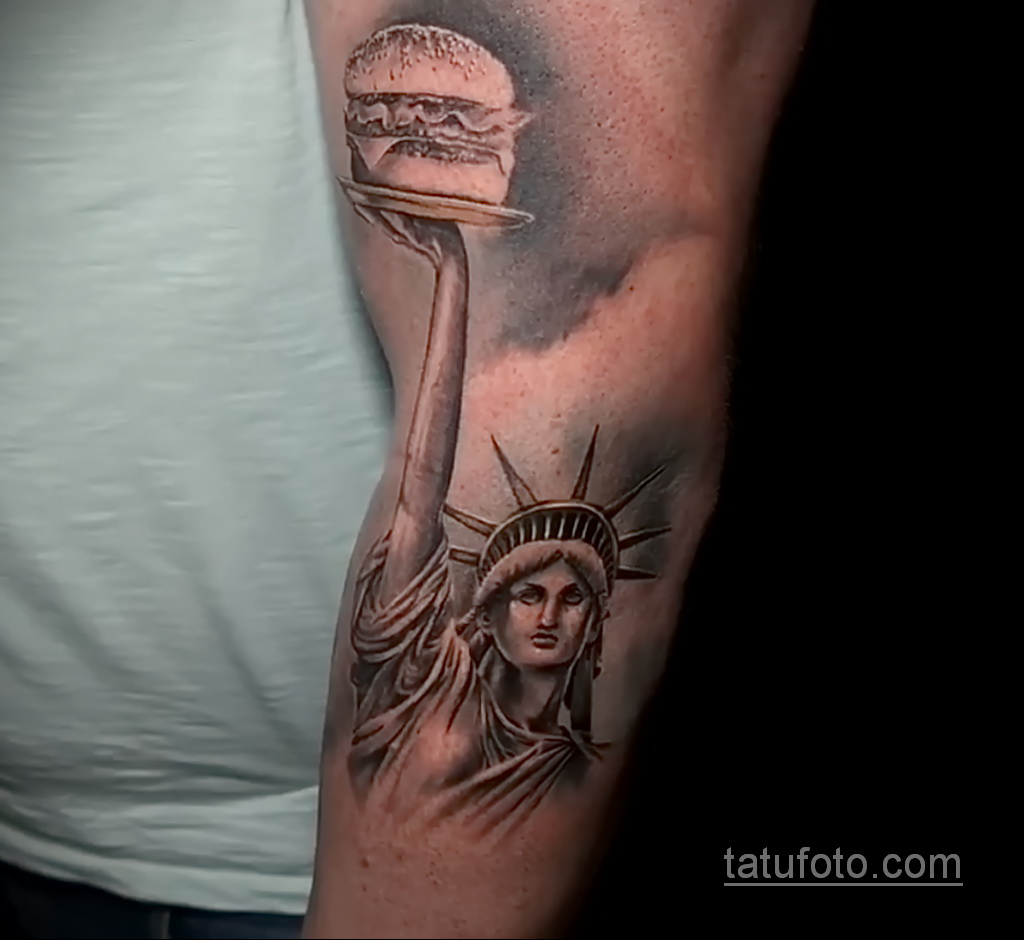 Фото рисунка татуировки с гамбургером 26.03.2021 №262 - burger tattoo - tatufoto.com
