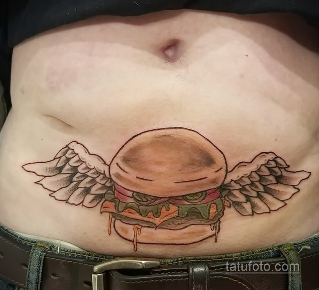 Фото рисунка татуировки с гамбургером 26.03.2021 №268 - burger tattoo - tatufoto.com