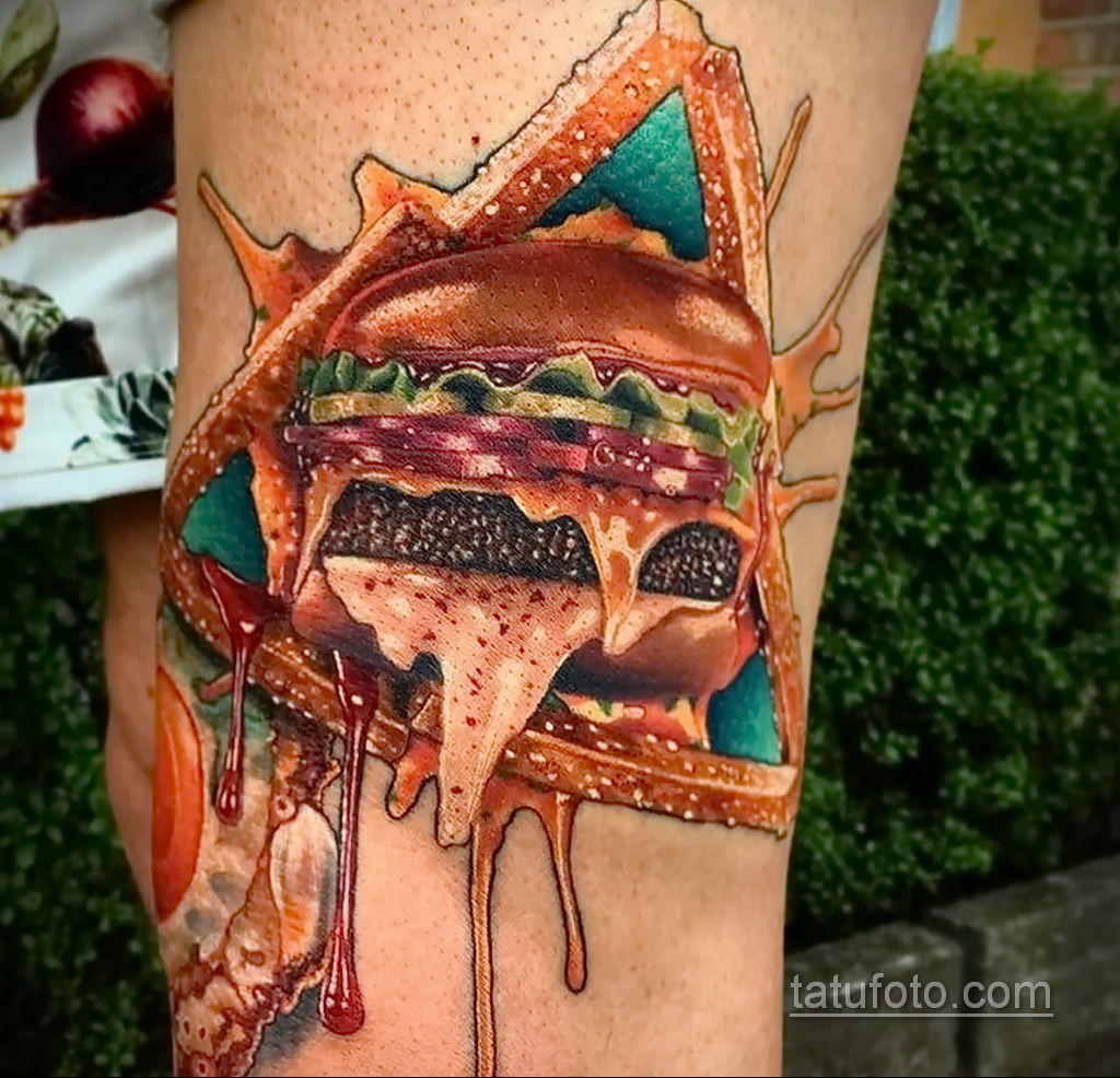 Фото рисунка татуировки с гамбургером 26.03.2021 №270 - burger tattoo - tatufoto.com