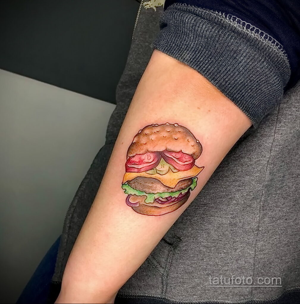 Фото рисунка татуировки с гамбургером 26.03.2021 №275 - burger tattoo - tatufoto.com