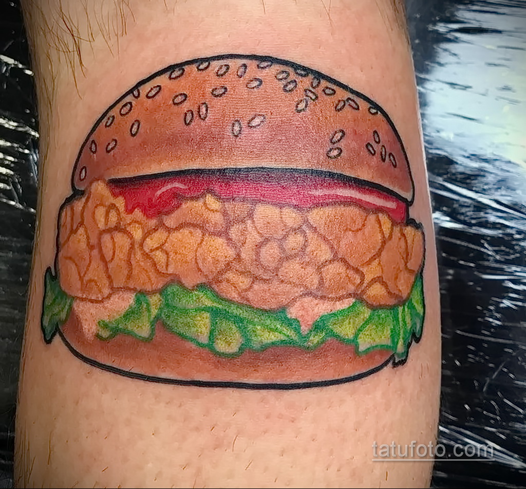 Фото рисунка татуировки с гамбургером 26.03.2021 №279 - burger tattoo - tatufoto.com