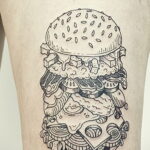 Фото рисунка татуировки с гамбургером 26.03.2021 №324 - burger tattoo - tatufoto.com