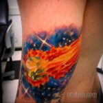 Фото татуировки с кометой (астероидом) 27.03.2021 №037 - comet tattoo - tatufoto.com