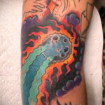 Фото татуировки с кометой (астероидом) 27.03.2021 №057 - comet tattoo - tatufoto.com