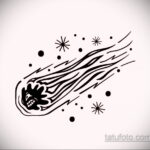 Фото татуировки с кометой (астероидом) 27.03.2021 №058 - comet tattoo - tatufoto.com