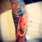 Фото татуировки с кометой (астероидом) 27.03.2021 №089 - comet tattoo - tatufoto.com