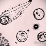 Фото татуировки с кометой (астероидом) 27.03.2021 №090 - comet tattoo - tatufoto.com
