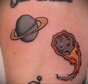 Фото татуировки с кометой (астероидом) 27.03.2021 №120 - comet tattoo - tatufoto.com