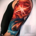 Фото татуировки с кометой (астероидом) 27.03.2021 №161 - comet tattoo - tatufoto.com