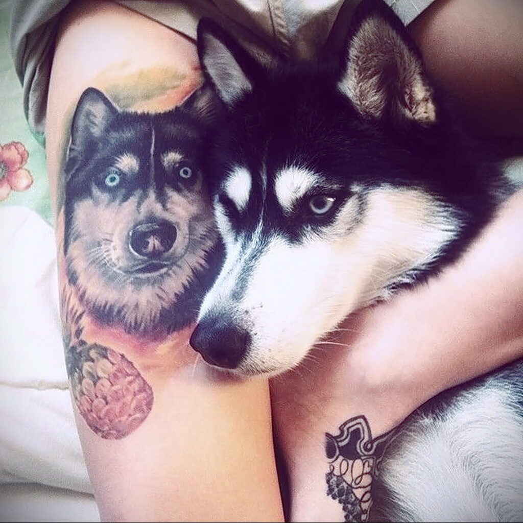 Фото татуировки с собакой породы Хаски 08.03.2021 №16116 - husky tattoo - tatufoto.com
