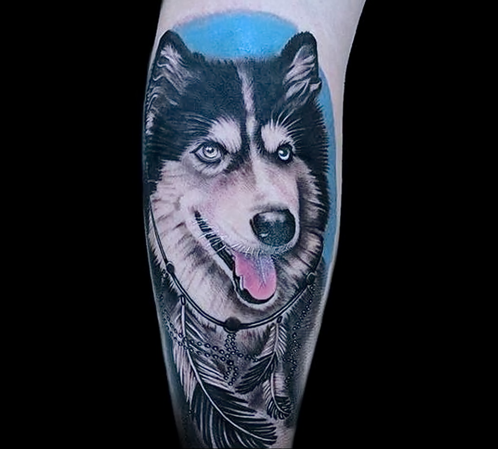 Фото татуировки с собакой породы Хаски 08.03.2021 №17117 - husky tattoo - tatufoto.com