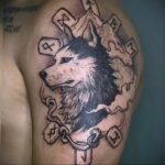 Фото татуировки с собакой породы Хаски 08.03.2021 №68168 - husky tattoo - tatufoto.com