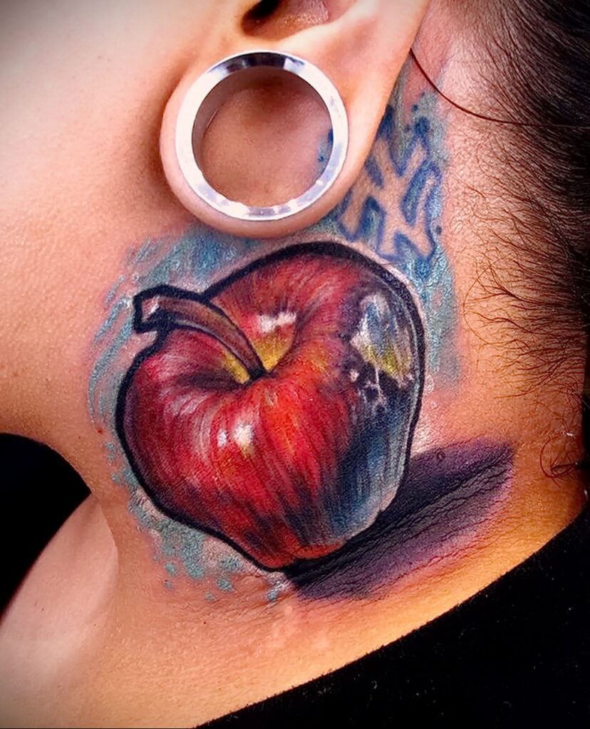 Фото татуировки с яблоком 03.03.2021 №096 - apple tattoo - tatufoto.com