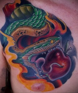 Фото татуировки с яблоком 03.03.2021 №143 - apple tattoo - tatufoto.com